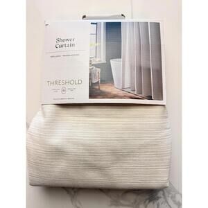 Threshold Micro Striped Shower Curtain 72x72 Off White Cotton Textured